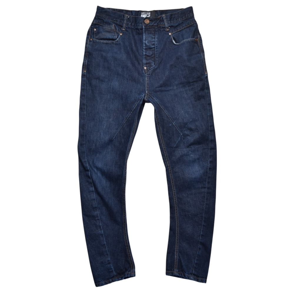 Y2K William Rast Slouch Indigo Curved Leg Button Fly Jeans 30x27 Tag 30 x 34